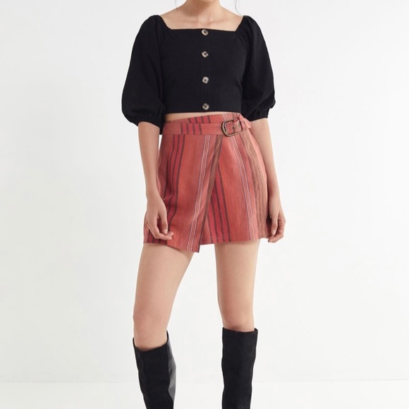NWOT Urban Outfitters size XS Ventura striped buckle wrap skirt - Picture 4 of 12